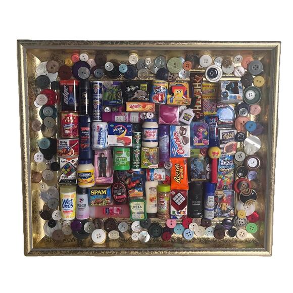 Mini Brands Food Toy Art Collage Framed Handmade Unique Decor Miniatures OOAK - Picture 1 of 13
